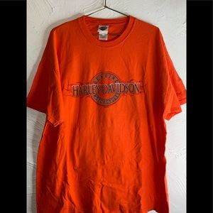 Harley Davidson Short Sleeve T-Shirt Orange Sz XL